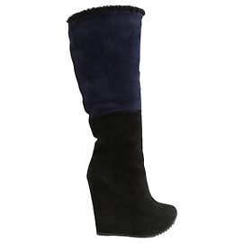 Saint Laurent Schwarze Wildlederstiefel Schwarz