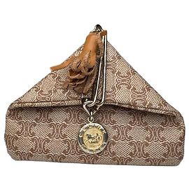 Céline Tarjetero / Monedero de cuero monograma Triomphe Celine Paris Vintage Beige Beige