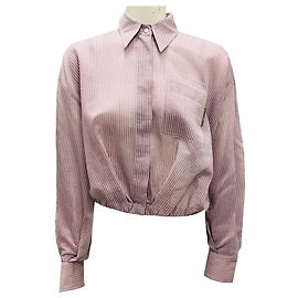 Camicia / Blusa in seta e cotone a righe viola Brunello Cucinelli Porpora