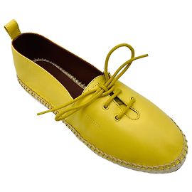 Loro Piana Yellow Leather Espadrille Flats Yellow