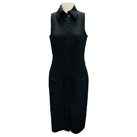 Robe sans manches à zip intégral en tessuto stretch noir Escada Noir