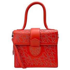 Alaïa Bolsa de couro coral com studs Alaia Laranja