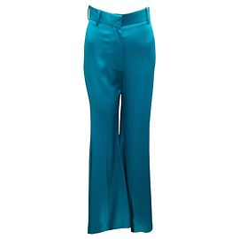 Nina Ricci Turquoise Flared Satin Pants Blue