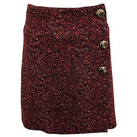 Prada Black / Red Wool Mini Skirt Black