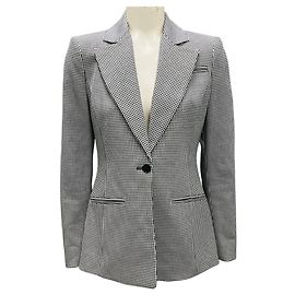 Altuzarra Schwarz / Weiß Acacia Gingham Blazer Jacke Schwarz
