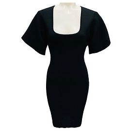 Schwarzes Bandage-Strickkleid von Herve Leger Schwarz