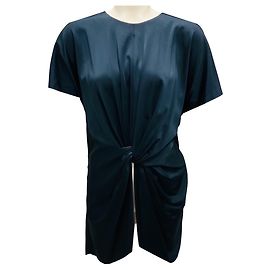 Blusa a maniche corte con collo rotondo in viscosa legata blu profondo Marni Blu navy