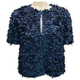 Akris Punto Ink Blue Petal Applique Jacket Navy blue
