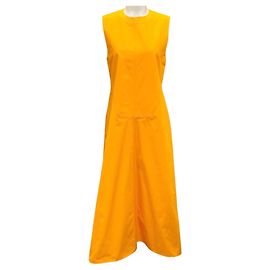 Vestido midi sin mangas de algodón naranja Jil Sander Naranja