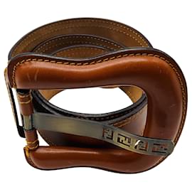 Ceinture corset large en cuir véritable avec boucle Fendi tan Camel