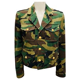 Céline Giacca camouflage verde / marrone multi Celine con bottoni dorati Verde