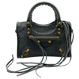Borsa Mini City in pelle perforata grigia Balenciaga Grigio