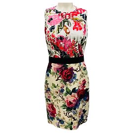 Dolce & Gabbana Ivory / Pink Multi Floral Metallic Cocktail Dress Multiple colors