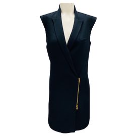 Robe sans manches à zip avant texturée bleu marine de Veronica Beard Bleu Marine