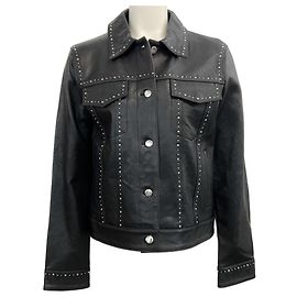 The Kooples Black Leather Jacket with Studs Black