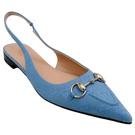 Bailarinas Gucci Light Blue GG Horsebit Singback Azul