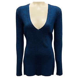 Haut V en V ribbed bleu mélangé Proenza Schouler Bleu