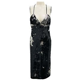 Milly Silver / Black Cross Back Bias Dress Metallic