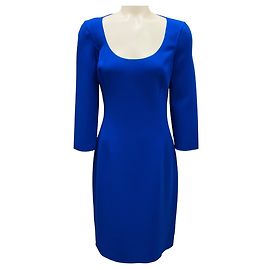 Michael Kors Midi-Kleid aus Wollcrepe in Saphir Blau