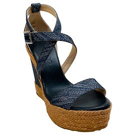 Sandali con zeppa in denim blu scintillante Jimmy Choo Blu