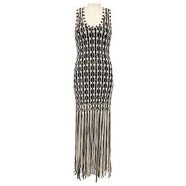 Jonathan Simkhai Simkhai Sand Multi Woven Fransen Tankkleid Schwarz