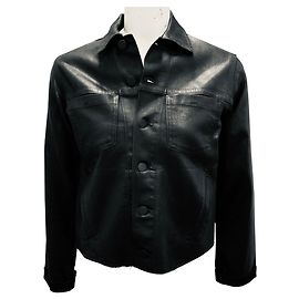 L'Agence Saturated Black Coated Janelle Slim Jacket Black