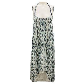 Ports 1961 Grey / Blue Multi Printed Silk Halter Dress Multiple colors