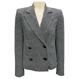 Schwarz/Weiß Houndstooth Karoblazer Atmore von L'Agence Schwarz