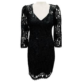 Schwarzes Spitzen-Cocktailkleid von Nanette Lepore Schwarz