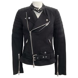 Schwarze Baumwoll-Motorradjacke 3.1 Phillip Lim Schwarz