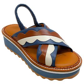 Robert Clergerie Blue / Tan Platform Sandals Blue