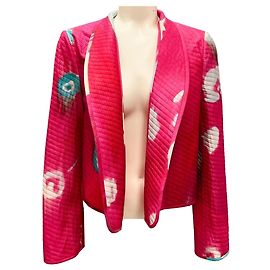Giorgio Armani Hot Pink Multi Quilted Silk Open Jacket Pink