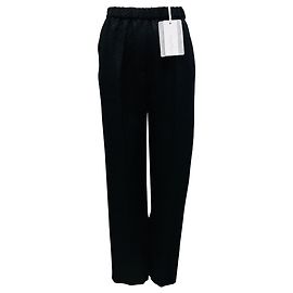 Forte Forte Calças Pretas de Lã e Viscose com Cintura Elástica Relaxada da forte_forte Preto