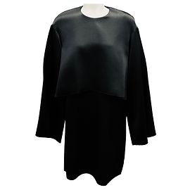 Ellery Black Two Way Crepe Distressed Satin Dress Black