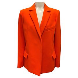 Maison Rabih Kayrouz Neon Orange Open Front Wool Jacket Orange