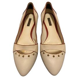 Ballerines Louis Vuitton en cuir crème Taille 39.5 Écru