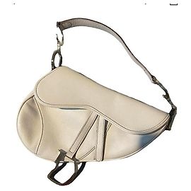 Borsa a Spalla Dior in Pelle Bianca Saddle Bianco