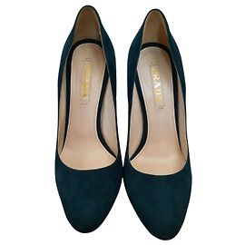 Prada Green Leather Heels 38.5 Green
