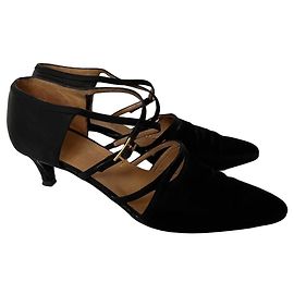 Hermès Pumps Schwarz Canvas 38.5 Schwarz