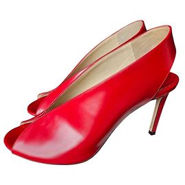 Jimmy Choo Red Leather Heels 38.5 Red