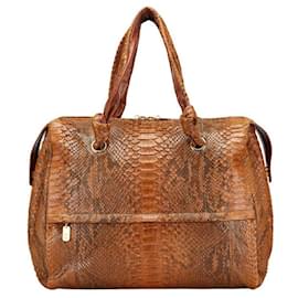 Autre Marque ELEGANCE Pythonleder 2-Wege Tasche Braun Bronze