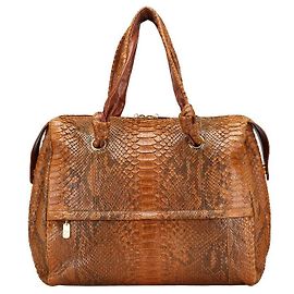 Autre Marque Bolso 2 en 1 de piel de pitón ELEGANCE Castaño Bronce