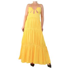 Jonathan Simkhai Robe maxi fluide sans manches jaune - taille S Autre
