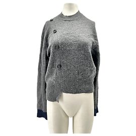 Autre Marque Asymmetrischer grauer Pullover aus Wolle Grau
