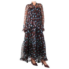 Petar Petrov Vestido impreso transparente burdeos - talla UK 6 Otro