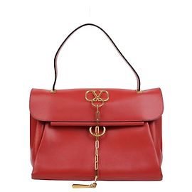 Valentino Ring Top Handle Tote Shoulder Bag Red