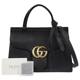 Gucci Mini Schultertasche mit Griff GG Marmont Schwarz
