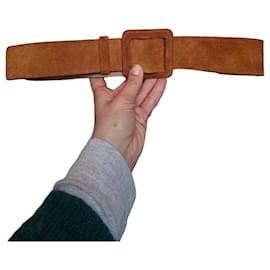 Ba&sh brown suede leather belt Brown