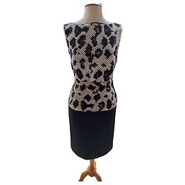 Vestido Balenciaga Preto Multicor de Seda e Lã Preto Multicor