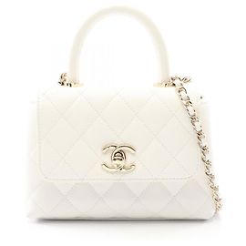 Bolsa de Ombro Mini Matelassé Coco Handle da Chanel Branco